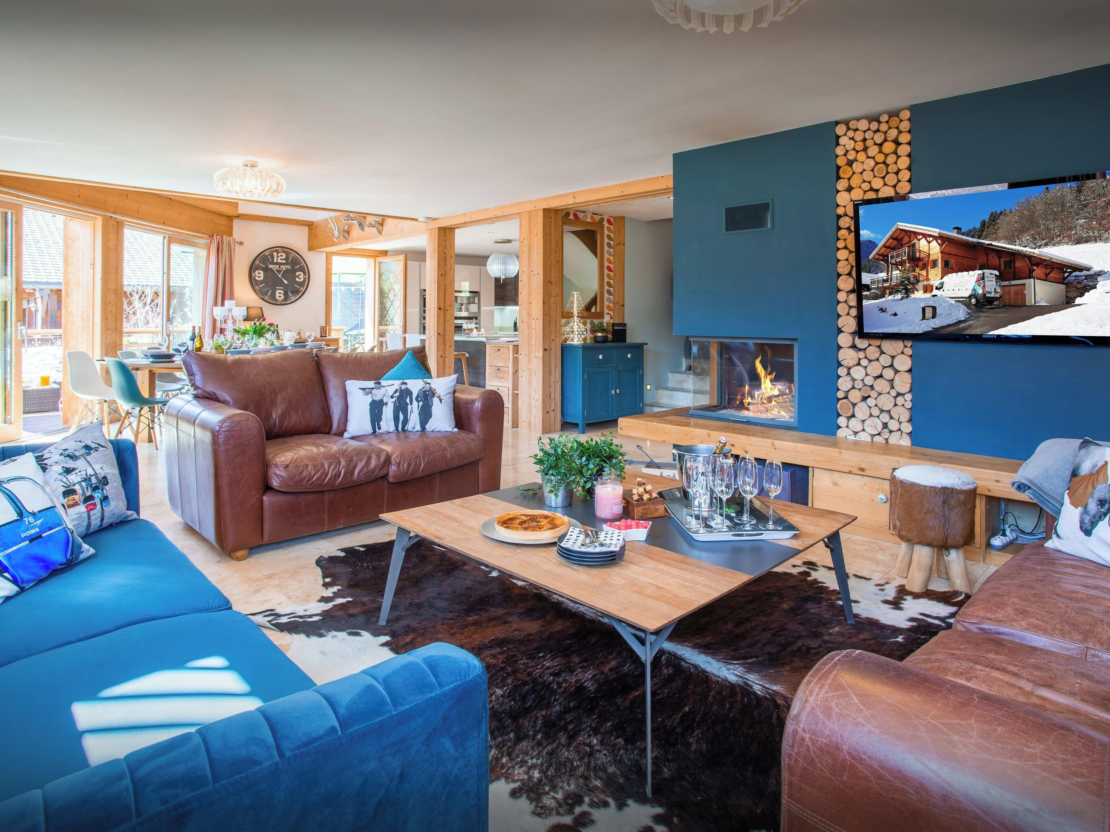 TV, fireplace, video games, DVD player