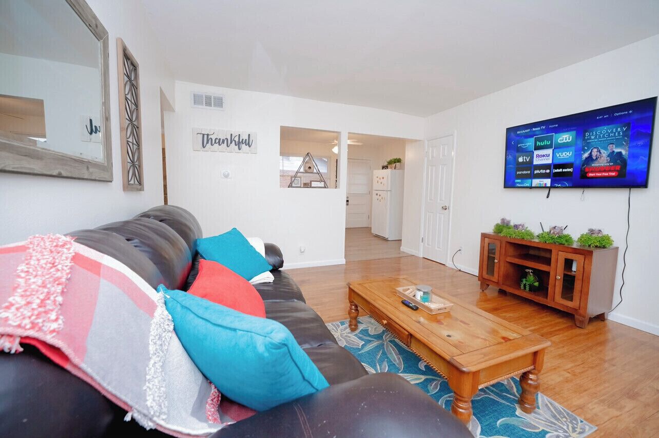 Älytelevisio, kirjoja, musiikkikirjasto, tietokoneen näyttö