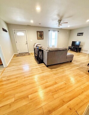 Smart TV, DVD player, books, video library