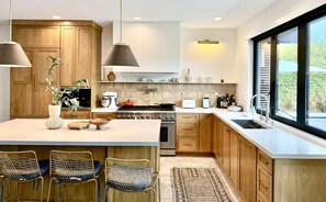 Fridge, microwave, oven, stovetop - Dream Surf Home | Luxury Pool, Spa, Privacy (Cardiff By The Sea)