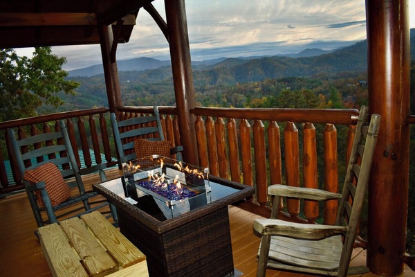 Let's cozy up around the fire and drink in the view.
