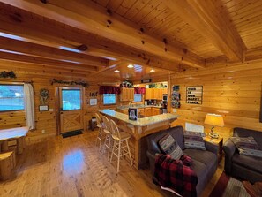 Smart TV, fireplace, video games, DVD player