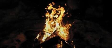 A campfire with flames.