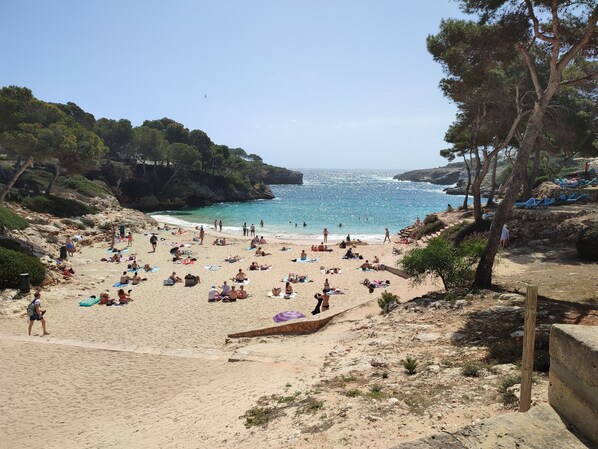 Una spiaggia nelle vicinanze, lettini da mare, teli da spiaggia