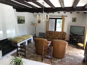 TV, fireplace, offices