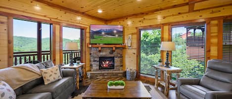 Smart TV, caminetto, lettore DVD, tavolo da ping pong