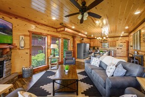 Smart TV, fireplace, DVD player, ping pong