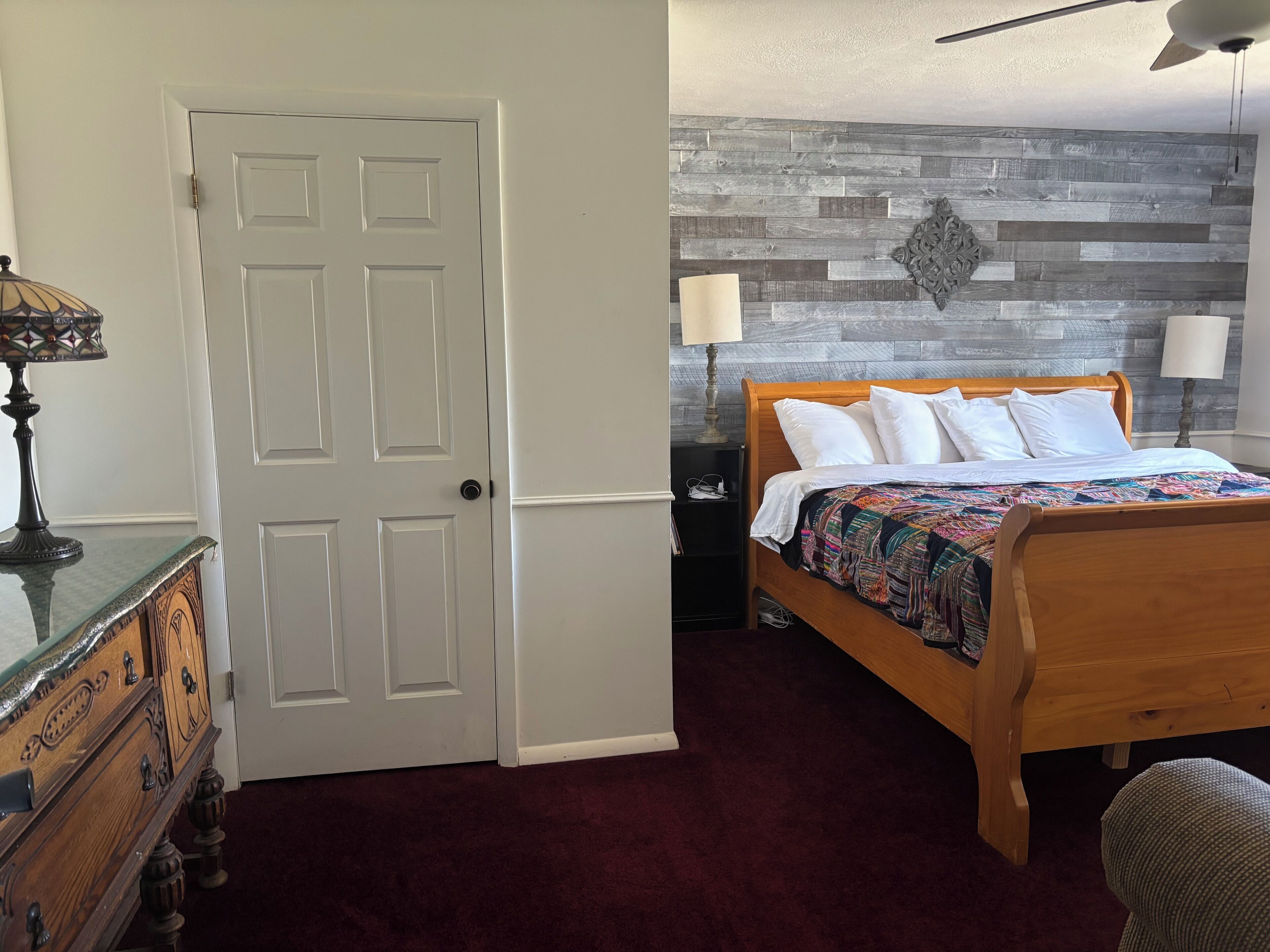 1 bedroom, desk, iron/ironing board, travel crib