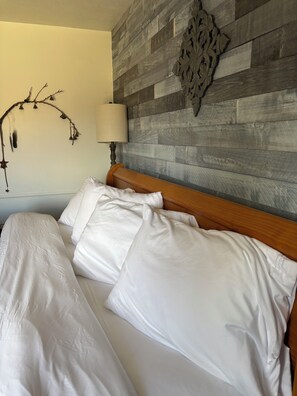 1 bedroom, desk, iron/ironing board, travel cot