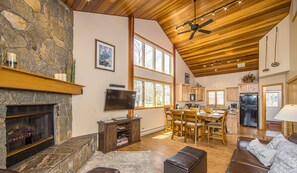 TV, fireplace, DVD player, stereo