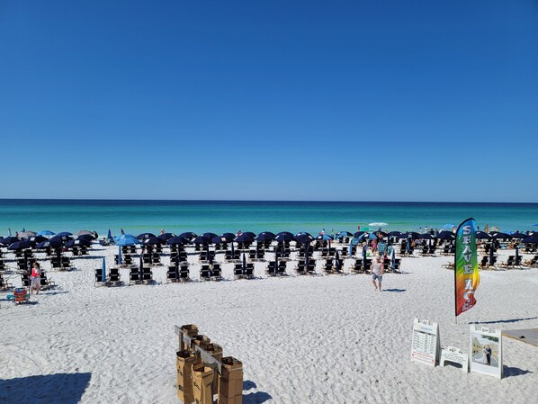 Sun-loungers, beach towels