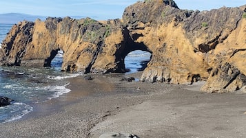 On the beach, beach towels