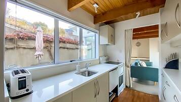 Oven, stovetop, dishwasher, coffee/tea maker