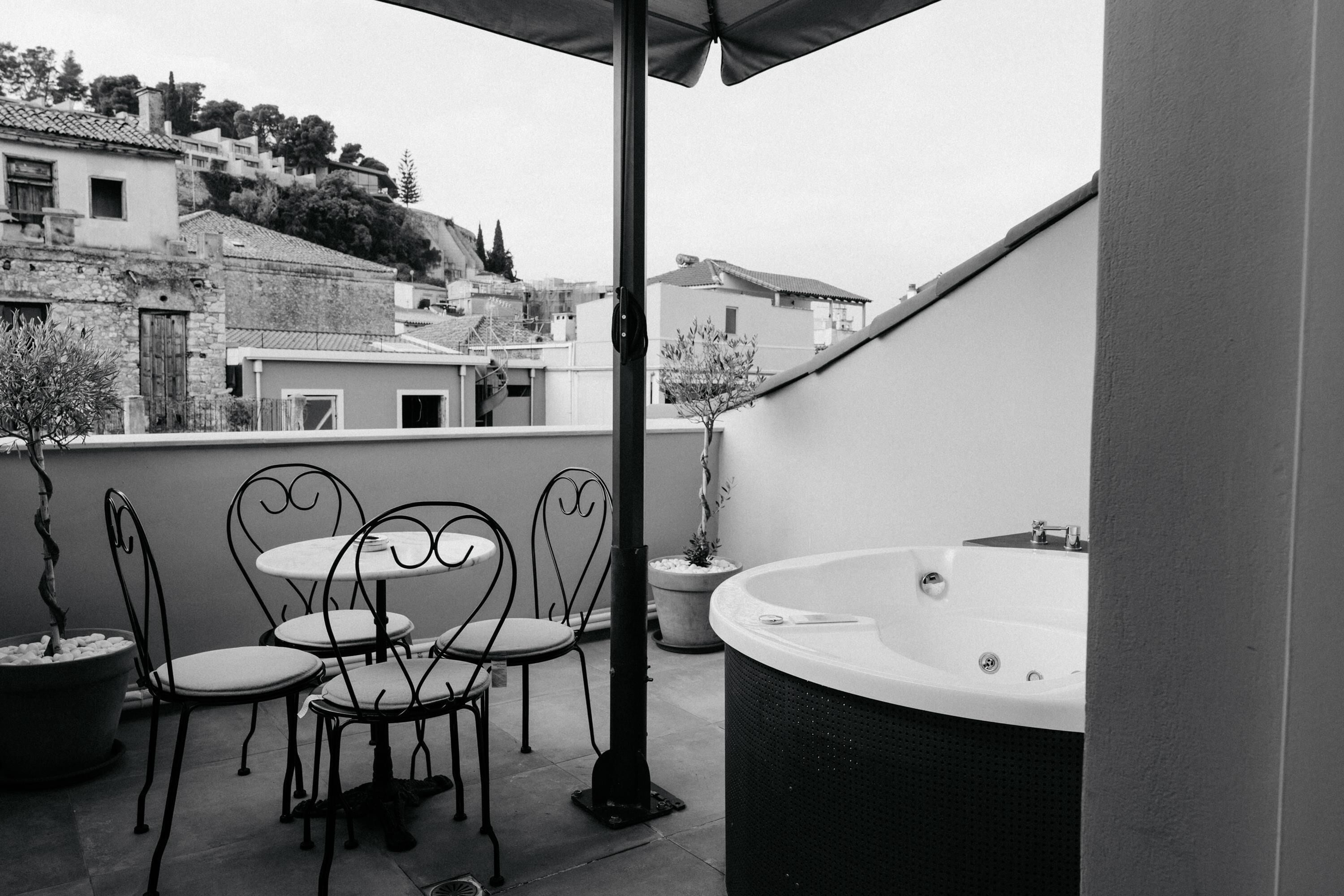 king suite, castle view, outdoor hot tub | balcony view