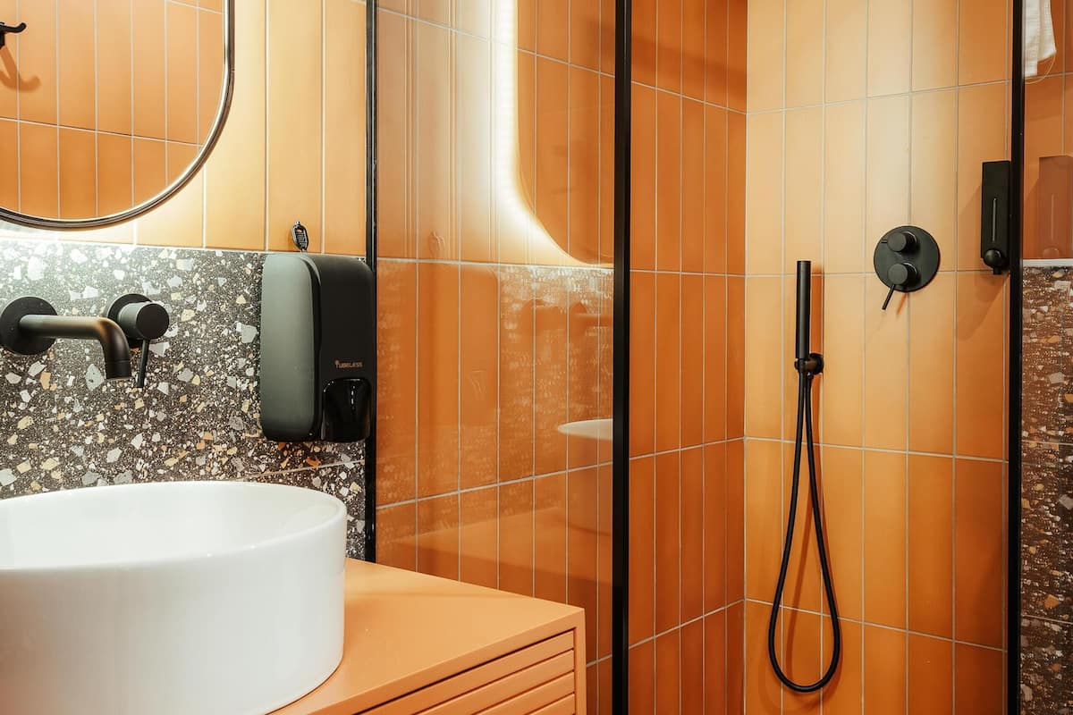 junior suite, balcony | bathroom | shower, rainfall showerhead, designer toiletries, hair dryer