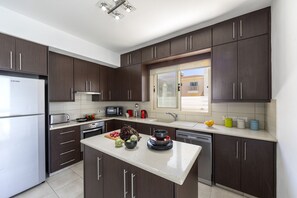 Fridge, microwave, oven, dishwasher