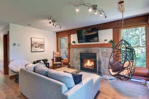 TV, fireplace, video games, DVD player