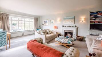 Televisión y chimenea