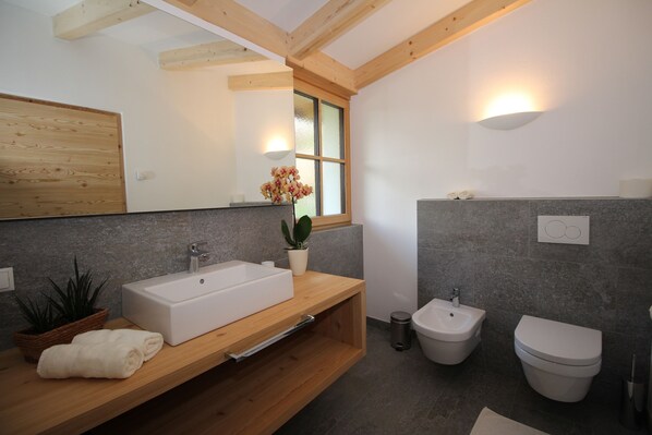 Dusche, Haartrockner, Bidet, Handtücher
