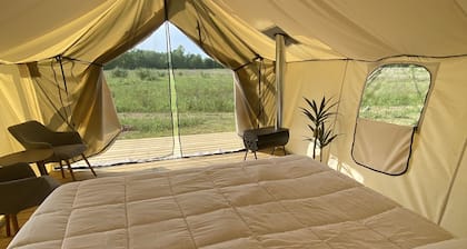 Luxury Safari Tent in South Haven Michigan, Off Map Glamping