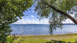 A lakeside view with a grassy shore, trees, and a clear sky. - Amazing home in Caprarola with kitchen (Caprarola)