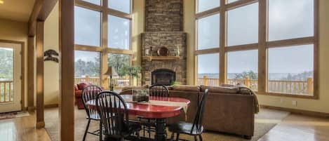 Smart TV, fireplace, ping pong
