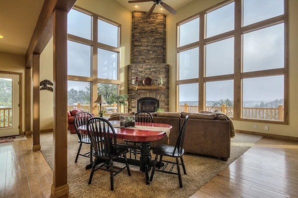 Smart TV, fireplace, ping pong