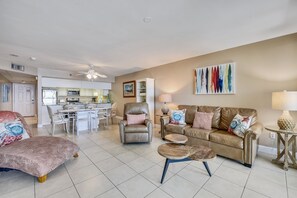 Condo, 2 Bedrooms, Balcony, Ocean View (1206) | Living area | 32-inch flat-screen TV with cable channels, TV - Watercrest by Book That Condo (Panama City Beach)