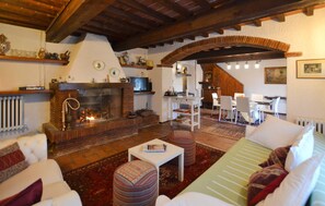 TV, fireplace