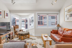 TV, fireplace - Downtown condo with ski views - walk to Lift 7, Main Street & shuttle bus (Telluride)