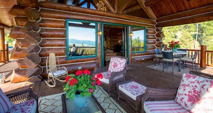 Luxury Log Retreat on 12 Acres Glacier Park, Valley Views Flathead Lake & Skiing