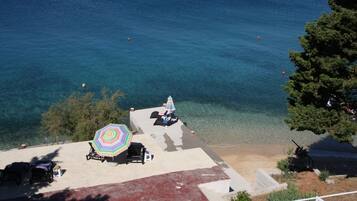 Private beach, sun-loungers, beach umbrellas