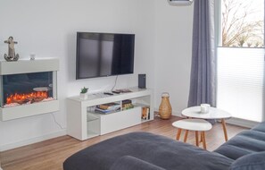 TV, fireplace