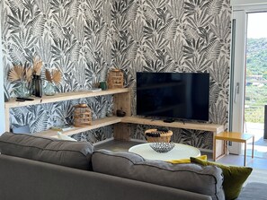 Smart TV, DVD player, table football, books