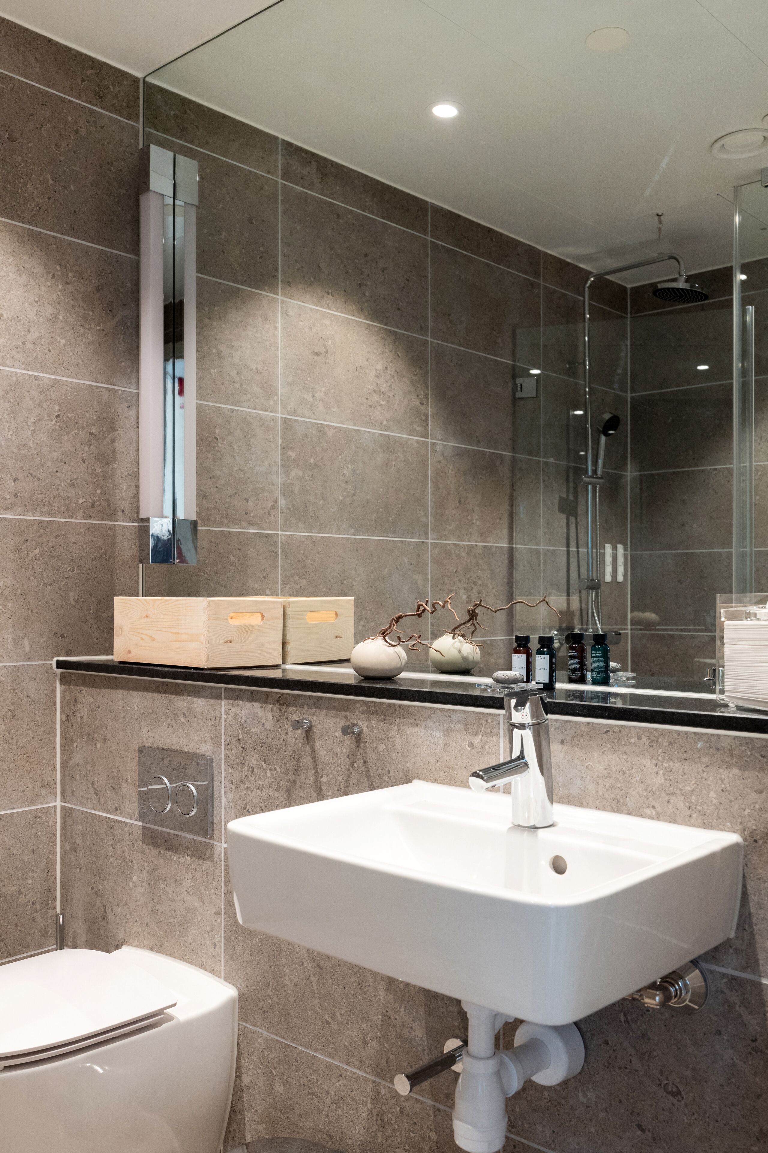 standard room | bathroom | shower, free toiletries, hair dryer, towels