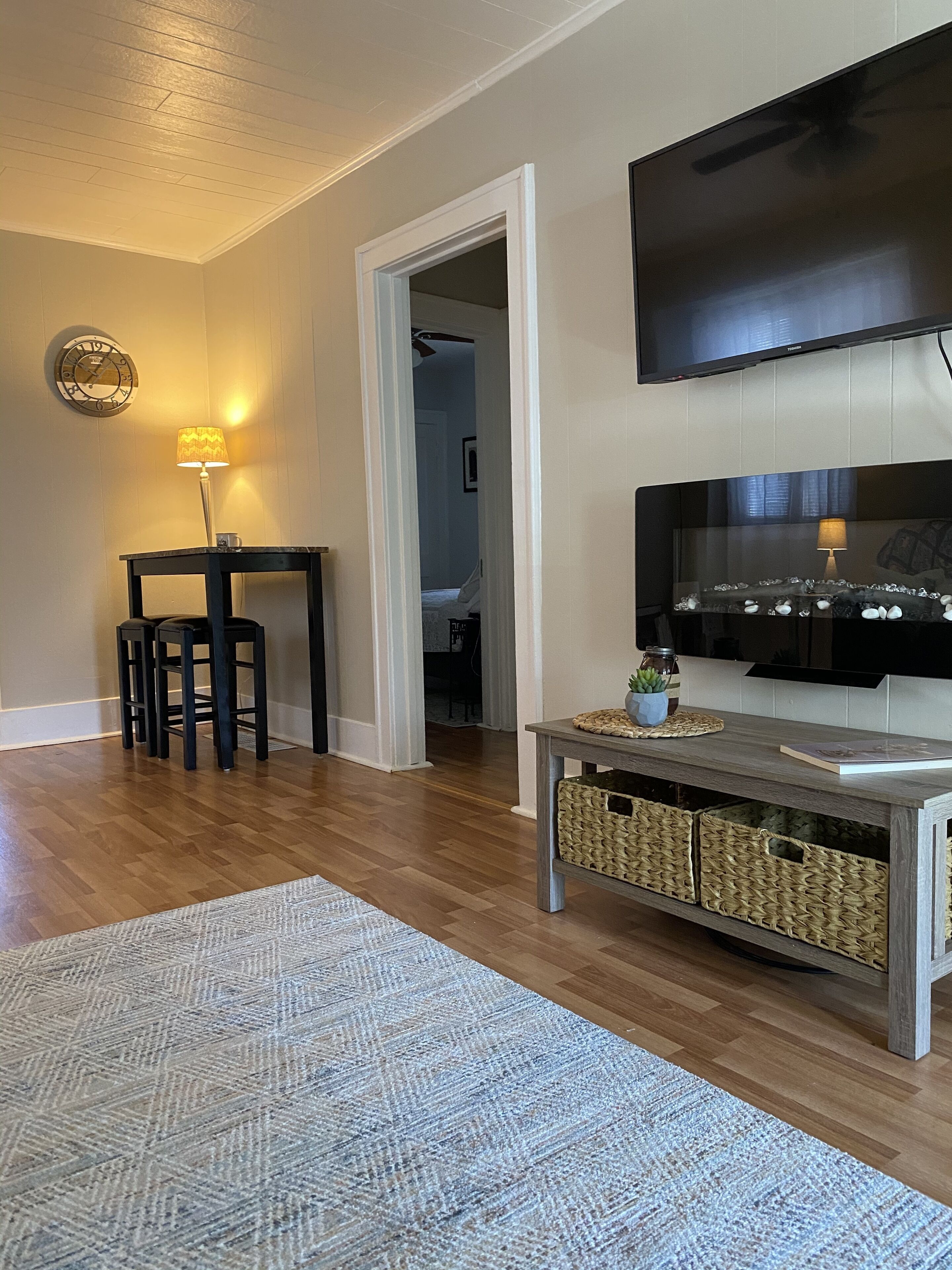Wind down and watch a movie...or just sit and enjoy the soothing fireplace.