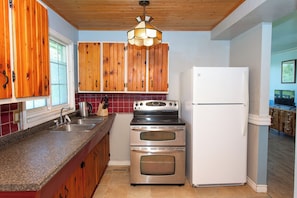 Fridge, microwave, oven, electric kettle