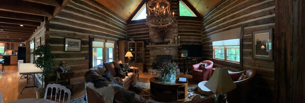 Smart TV, fireplace, DVD player, music library