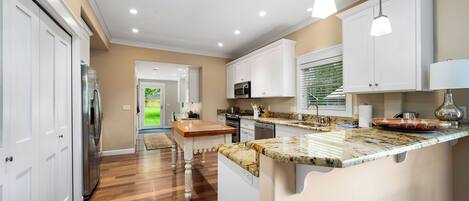 Fridge, microwave, coffee/tea maker, toaster
