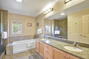 Combined shower/tub, hair dryer