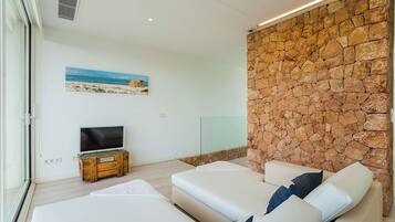 Televisión y chimenea