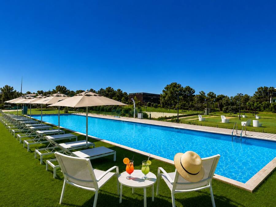 Piscine extérieure en saison