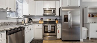 Walk to town, short drive to the beach.