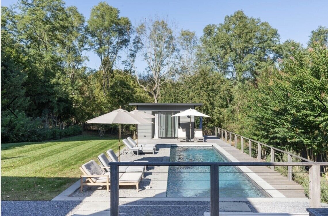 Serene vibes with natural sunlight and tranquil salt water pool.