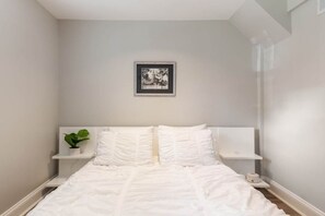 1 bedroom, desk, iron/ironing board, travel cot