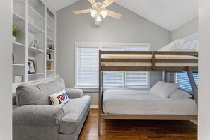 2 bedrooms, desk, iron/ironing board, travel cot