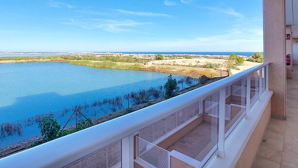 A balcony with a view of a calm body of water and distant landscape. - 3071 Vista Azul XXIX 3071 (Orihuela Costa)