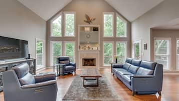 TV connectée, cheminée, jeux vidéo, table de tennis de table