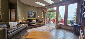 Smart TV, fireplace, DVD player, books