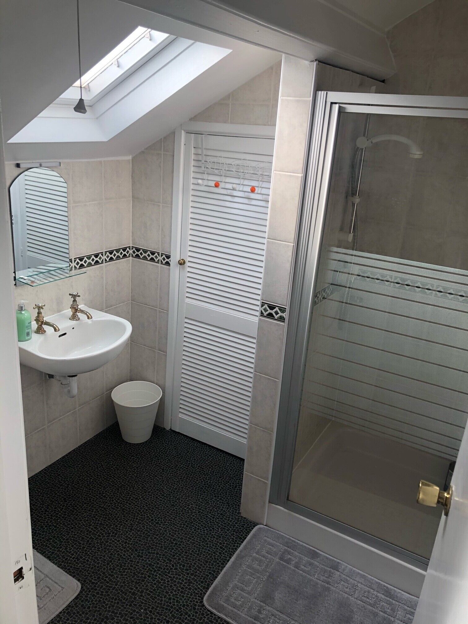 Regadera, secadora de cabello, toallas, jabón 